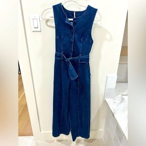 Free People Denim Belted Jumpsuit